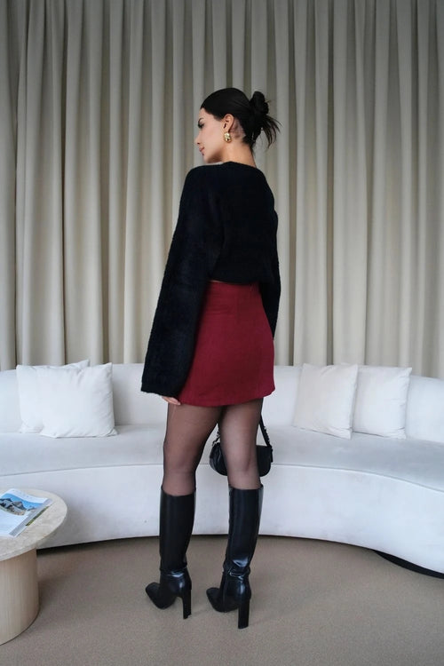 Slit Mini Cashmere Skirt