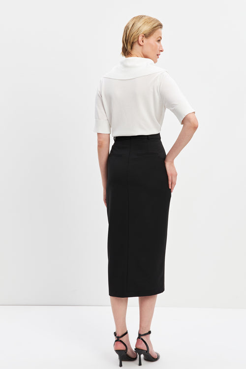 Midi Length Skirt Asymmetrcal Waist Closure Details