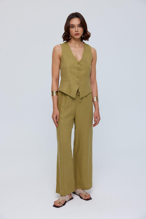 Vest Trouser Olive Green Set