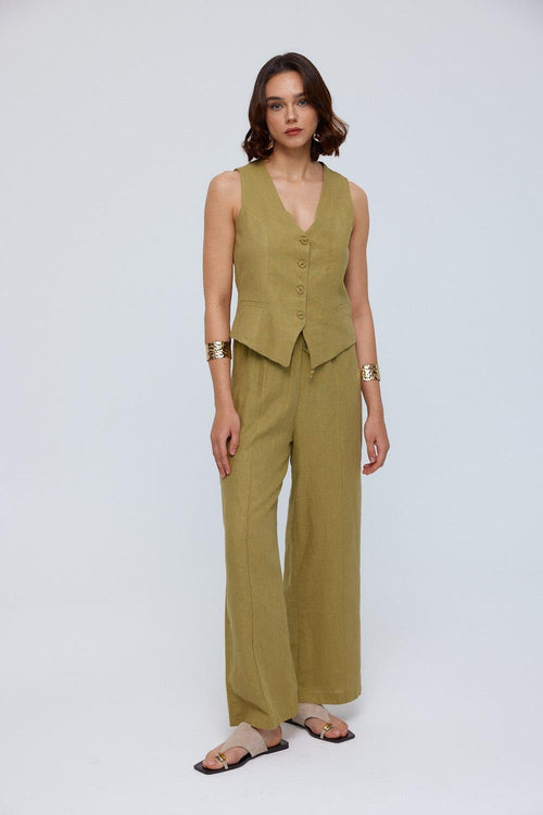 Vest Trouser Olive Green Set