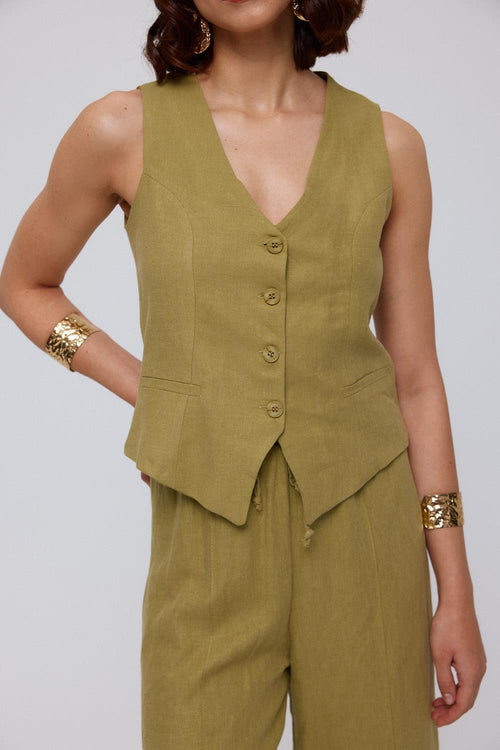 Vest Trouser Olive Green Set