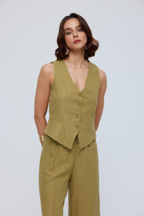 Vest Trouser Olive Green Set