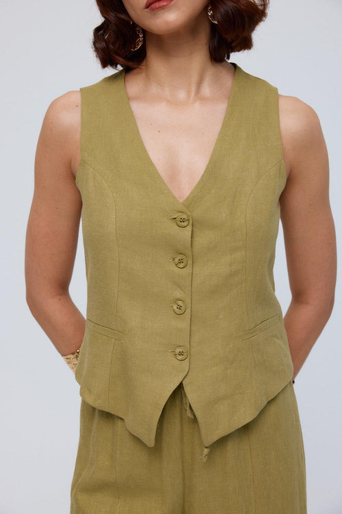 Vest Trouser Olive Green Set