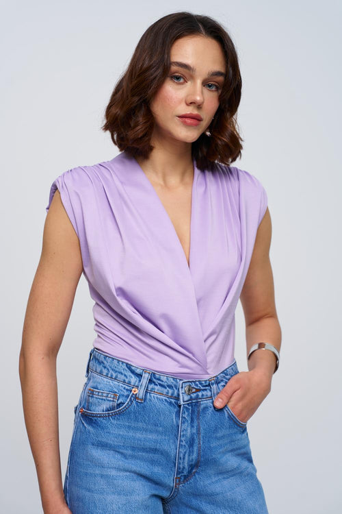 Lilac Blouse v Neck